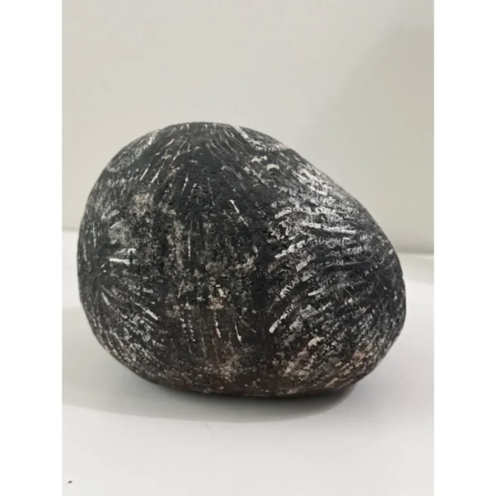 Vintage Raccoon Hand Painted On Rock Stone Signed